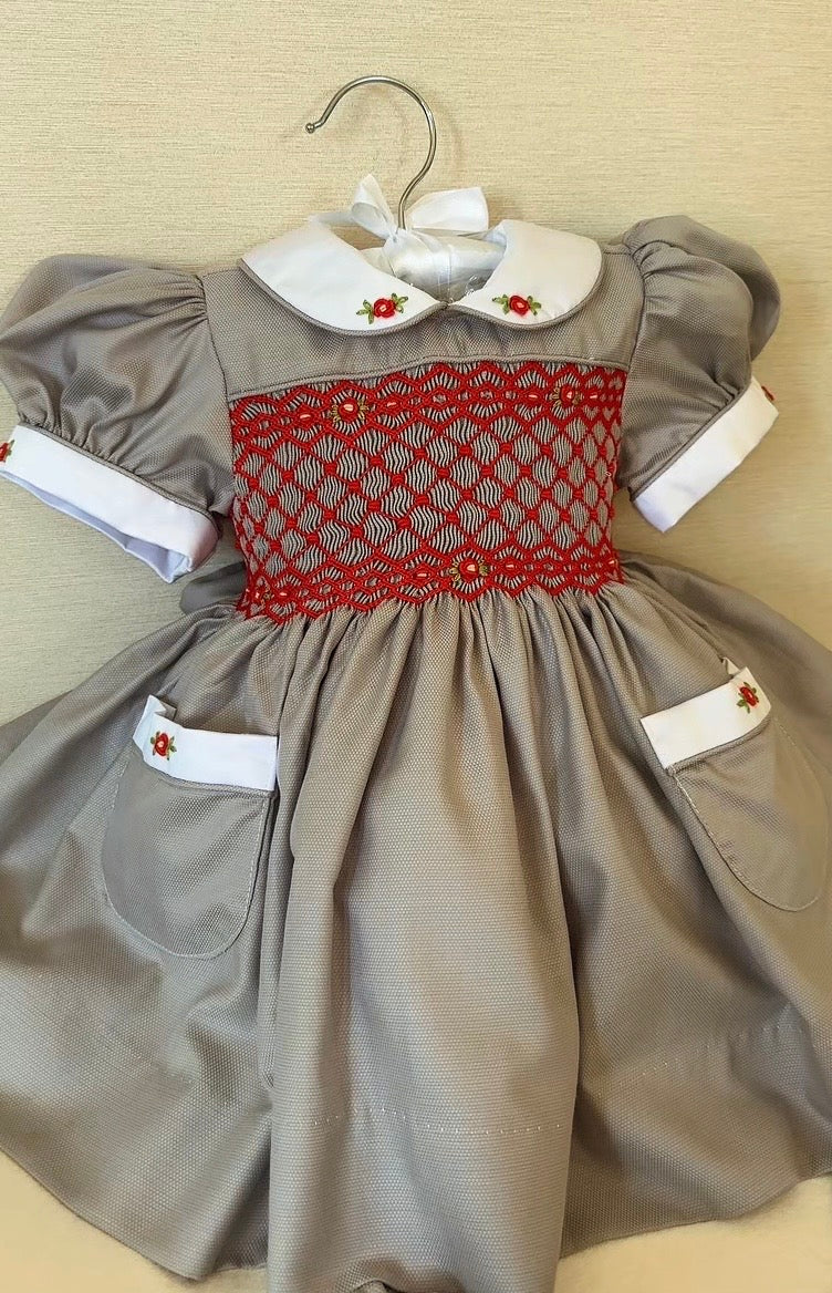 Grey & red deluxe dress