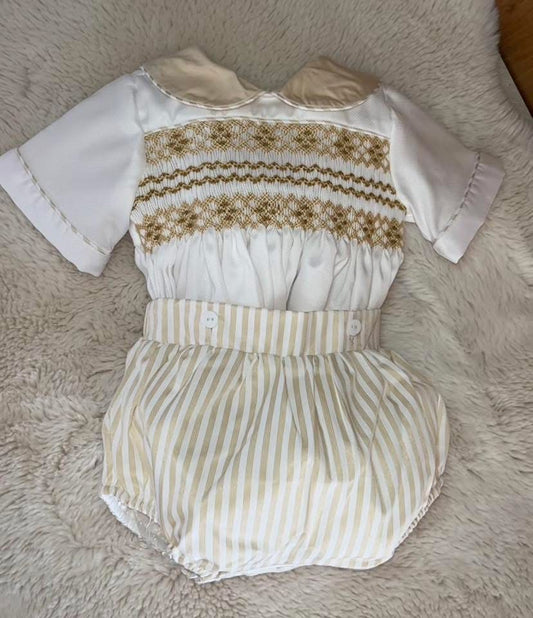 Boys gold stripe suit