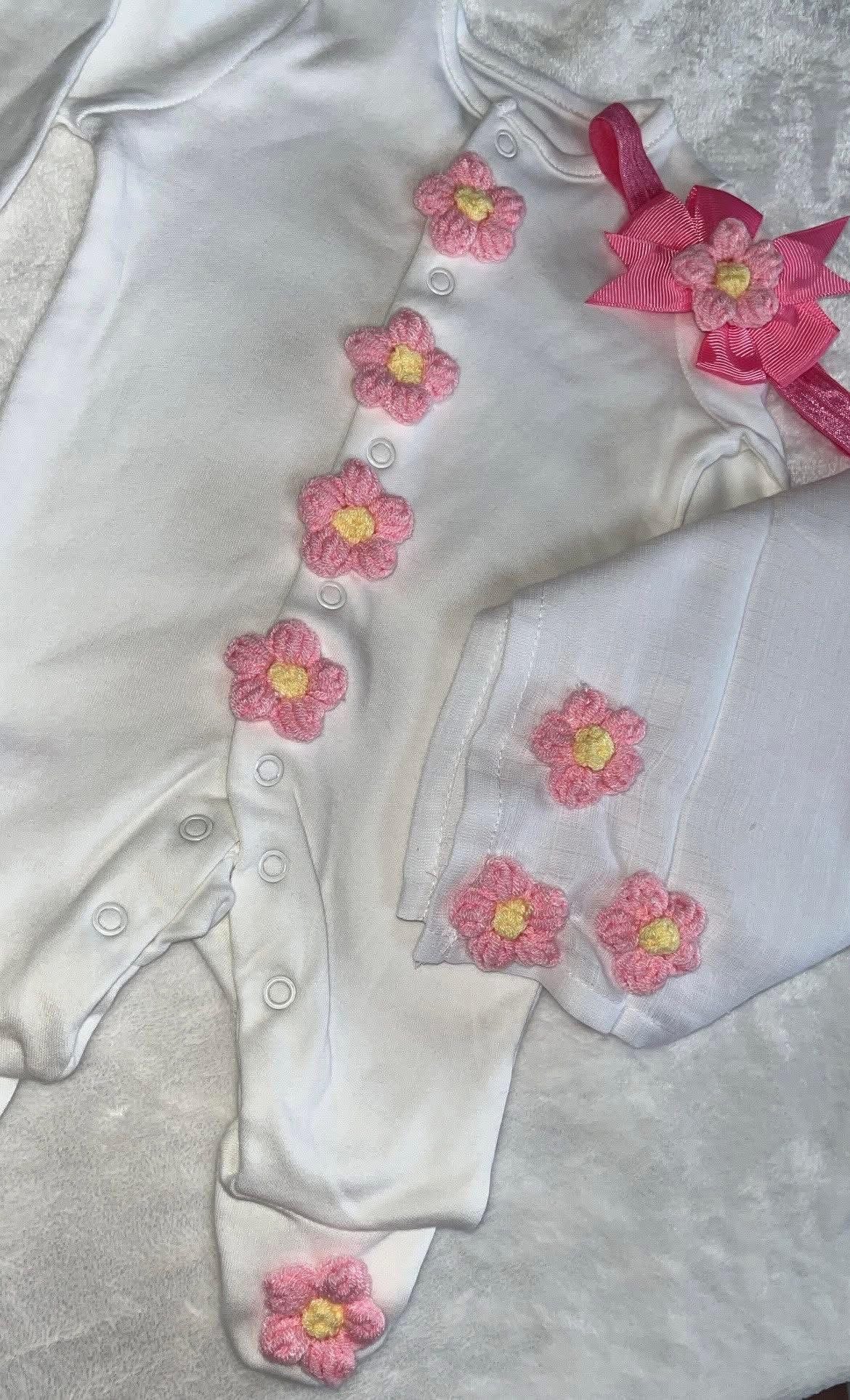 Crocheted baby grow set