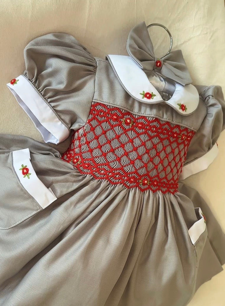 Grey & red deluxe dress