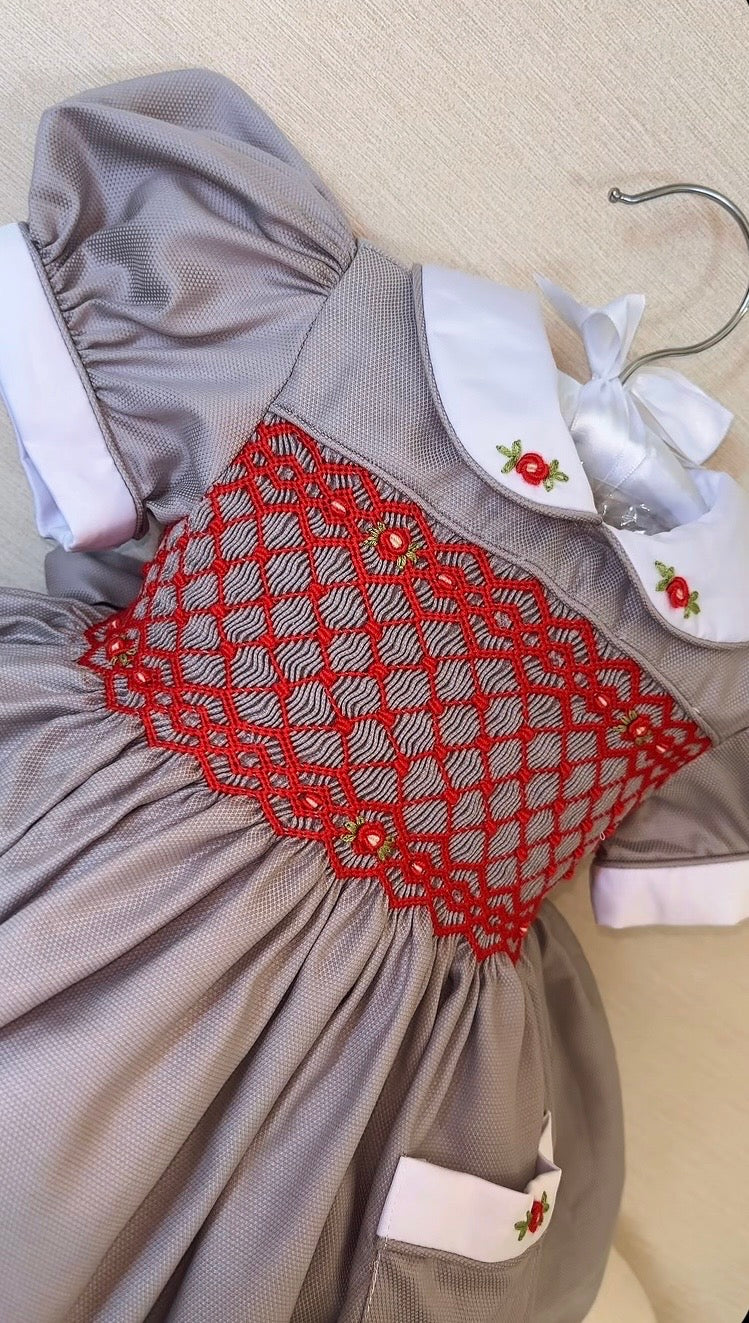 Grey & red deluxe dress