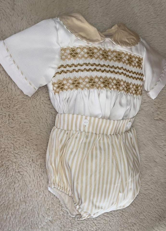 Boys gold stripe suit